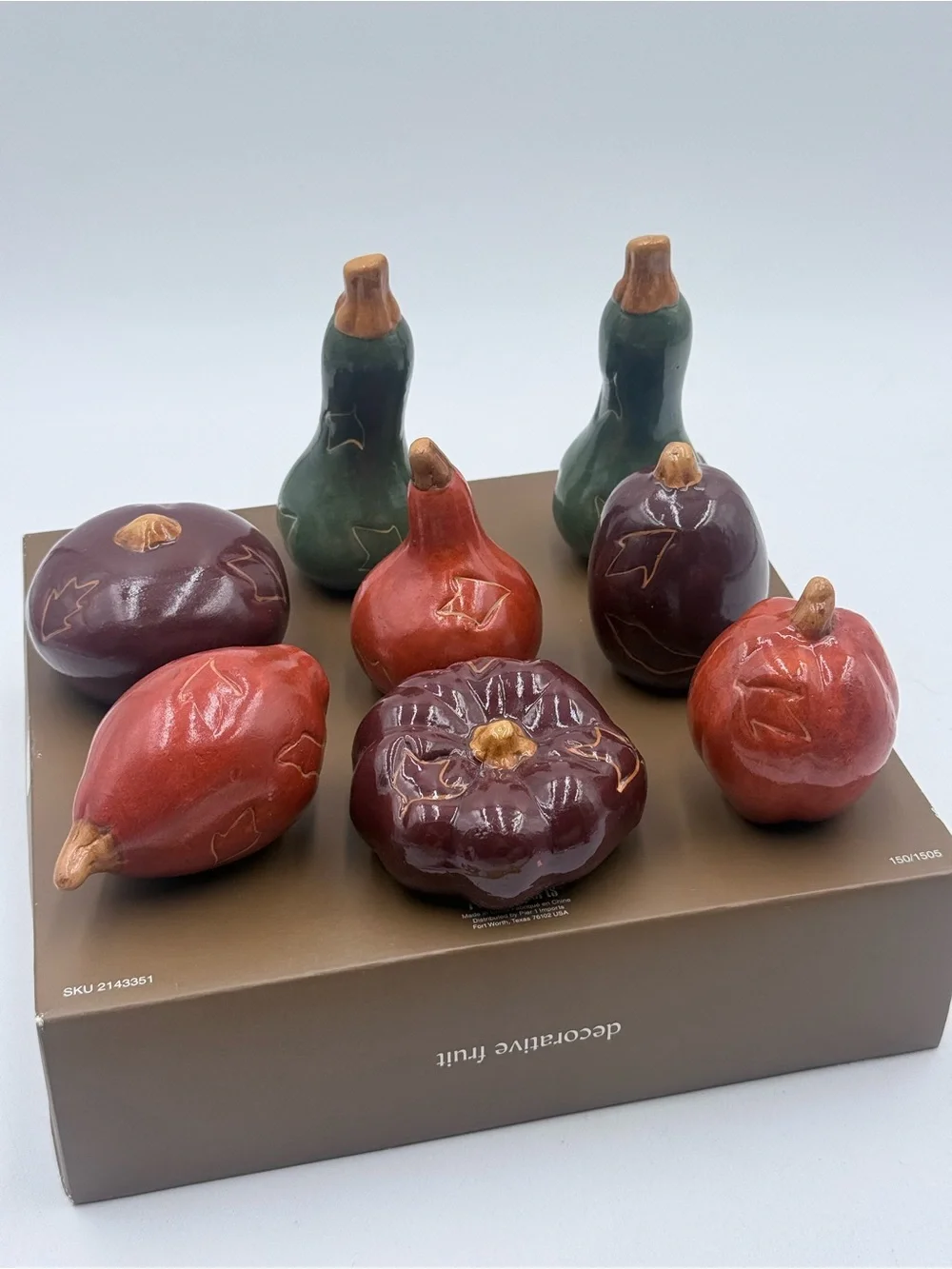 Pier 1 Set Of 8 Pumpkins Gourds Fall Harvest Halloween Decor NIB